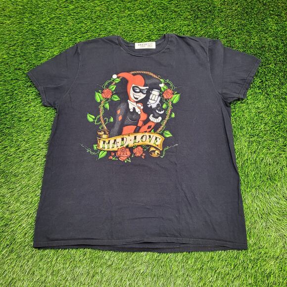Harley-Quinn Villain Shirt Womens 2XL 24x28 Black Crazy Love - Picture 1 of 11